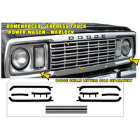 1977-78 Dodge RAM Charger/Express/Warlock/Power Wagon Grille Insert Decals - Matt Black