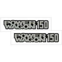 1978-85 Dodge 'Power Wagon 150' Pickup Body Decal Set (Size: 2-1/2 x 11-3/4 Long) Black/Silver Metallic