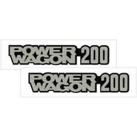 1978-85 Dodge 'Power Wagon 200' Pickup Body Decal Set (Size: 2-1/2 x 11-3/4 Long) Black/Silver Metallic