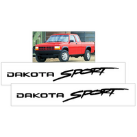 1997-03 Dodge Dakota Sport Truck Door Decal Set (375" Tall x 265" Long) Silver Metallic