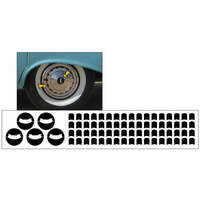 1957 Chevy Bel Air 14" Hub Cap Decal Set - Matt Black