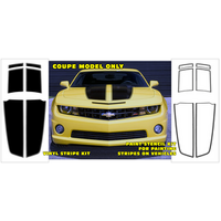 2010-13 Camaro Coupe 'Rally Dual' Over The Car Stripe Kit w/ Pinstripe - Black