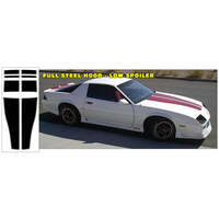 1991-92 Camaro Hardtop Anniversary Stripe Kit (Full Steel Hood - Low Spoiler) Black