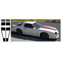 1991-92 Camaro Hardtop Anniversary Stripe Kit (Hood w/ Inserts - Low Spoiler) Black