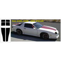 1991-92 Camaro Hardtop Anniversary Stripe Kit (Steel Hood/High Spoiler) Black