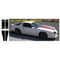 1991-92 Camaro Convertible (Steel Hood/Low Spoiler) Anniversary Stripe Kit- Black