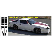 1991-92 Camaro Convertible (Hood w/ Inserts/Low Spoiler) Anniversary Stripe Kit- Black