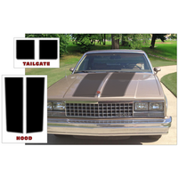 1978-87 Chevy El Camino Dual Hood & Tailgate Stripe Kit - Gloss Black