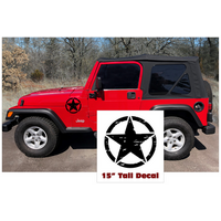 Jeep Distressed Military Star 15 Decal (Sold Each) Black