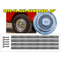 1972-73 Jeep Commando 15 Hub Cap & Letter Inserts (C104) Matt Black