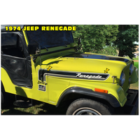 1974 Jeep Renegade Hood Side Cowl & Fender Stripe Kit - Black w/ White