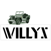 Jeep Willys Name Logo Decal (Size 15" Tall x 625" Long) Gloss Black