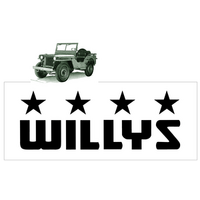 Jeep Willys w/ Stars Logo Decal (Size 3" Tall x 85" Long) Black