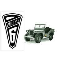 Jeep Willys 6" Logo Decal (Size 5" Tall x 3" Long) Gloss Black