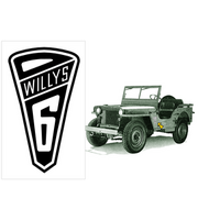 Jeep Willys 6" Logo Decal (Size 5" Tall x 3" Long) Silver Metallic