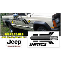 1987-90 Jeep MJ Sportruck 6' Bed Side Stripes & Tailgate Letters - Black