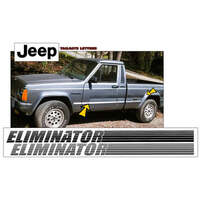 1991-92 Jeep Comanche MJ Eliminator Side Stripe Decal Kit - Silver/Charcoal