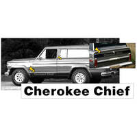 1975-78 Jeep Cherokee Chief SJ Door Decals, Tailgate & Upper Sill Stripe Kit - Matt Black