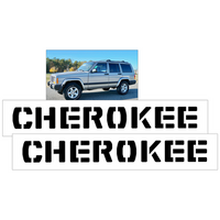 1984-01 Jeep Cherokee XJ Cherokee" Fender Decal Set - Stencil Style (Two Decals Size 25" Tall x 2135" Long) Gloss Black