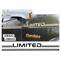 1990-96 Jeep Cherokee XJ Limited Stripe Kit w/ Names & 4X4 Quarter Decals - Gold Metallic