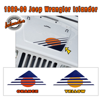 1989-90 Jeep Wrangler Islander YJ Hood Stripe Kit - Orange Sun w/ Dark Blue Metallic Stripes