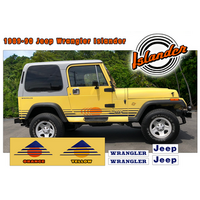 1989-90 Jeep Wrangler Islander YJ Hood & Side Stripe Kit - Orange/Dark Blue Metallic Stripes