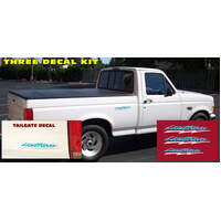 1993-95 Ford F150 3pc Lightning Side Bed Decal Kit - Reflective Blue Name w/ Reflective White Lightning Bolt