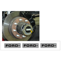 3 pc Ford Locking Hub Decals Set - Silver Label w/ Black Ford Name