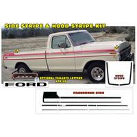 1977 Ford FSeries Truck Upper Body Side & Hood Stripe - Tomato Red