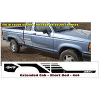 1991-92 Ford Ranger STX 4X4 Side Stripe Kit / Extended Cab Short Bed - Gloss Black