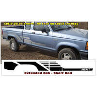 1991-92 Ford Ranger STX Side Stripe Kit / Extended Cab Short Bed - Gloss Black