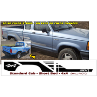 1991-92 Ford Ranger STX 4X4 Side Stripe Kit / Standard Cab Short Bed - Gloss Black