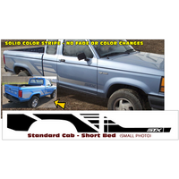 1991-92 Ford Ranger STX Side Stripe Kit / Standard Cab Short Bed - Gloss Black