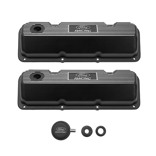 Ford Racing Valve Covers (302C 351C) Satin Black Finned